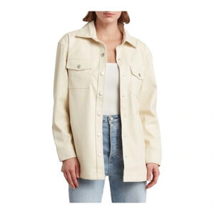 JOE'S JEANS Faux Leather Shirt Jacket in Ecru NWOT